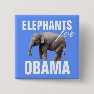 Olifanten voor Obama Vierkante Button 5,1 Cm