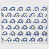 Olifanten Wit Oosters Kobalt Blauw Goud Indigo Cadeaupapier (Vlak)