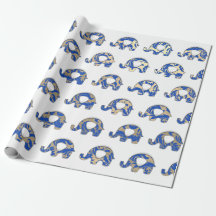 Olifanten Wit Oosters Kobalt Blauw Goud Indigo