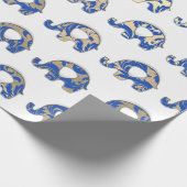 Olifanten Wit Oosters Kobalt Blauw Goud Indigo Cadeaupapier (Hoek)