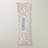 Olifanten, Wolken en Regenbogen met Naam Lichaamskussen (Voorkant Verticaal)