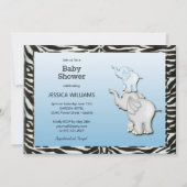 Olifanten Zebra Print Baby Jongen Douche Kaart (Achterkant)