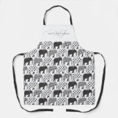 Olifanten Zwart en Wit Patroon Naam Schort (Voorkant)
