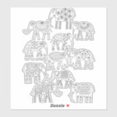 Olifanten zwart-wit-lijnkunst sticker (Vel)