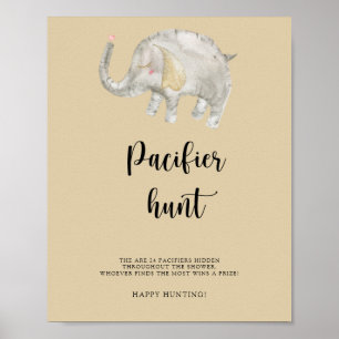 Olifantenballon - Speenzoektocht babyshower spel Poster