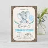 Olifantenballonnen verjaardagsuitnodiging kaart (Staand voorkant)