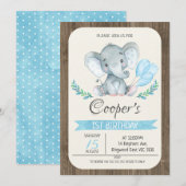 Olifantenballonnen verjaardagsuitnodiging kaart (Voorkant / Achterkant)