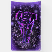 olifantenbanner loopt op Paarse Sterrennacht Spandoek (Verticaal)