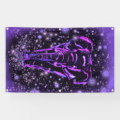 olifantenbanner loopt op Paarse Sterrennacht Spandoek (Horizontaal)