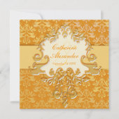 Olifantendamast goud & crème bruiloft vierkant Uit Kaart (Voorkant)