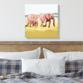 Olifantenfamilie in het wild canvas afdruk (Insitu (Slaapkamer))