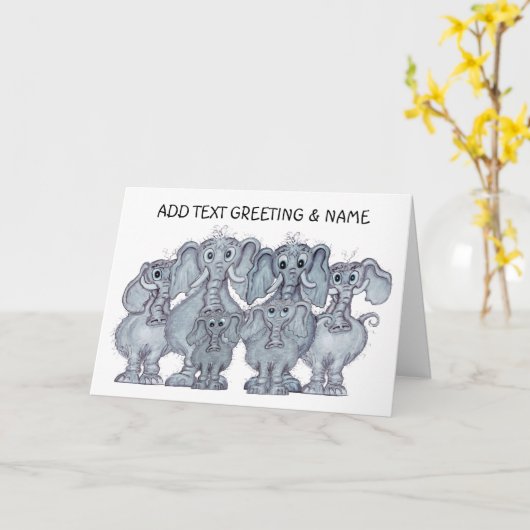 Olifantenfamilie  kaart (Gele Bloem)