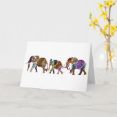 Olifantenfamilie Verjaardag Kaart (Gele Bloem)