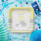 Olifantengeel en grijs Baby shower Party Papieren Bordje (Feest)