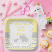 Olifantengeel en grijs Baby shower Party Papieren Bordje (Feest)