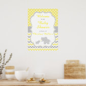 Olifantengeel en grijs Baby shower Party Poster (Keuken)