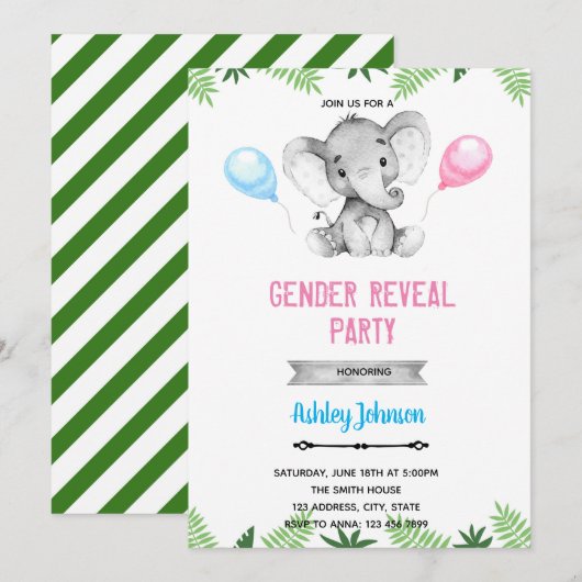 Olifantengeslacht onthult uitnodiging voor douche (Voorkant / Achterkant)