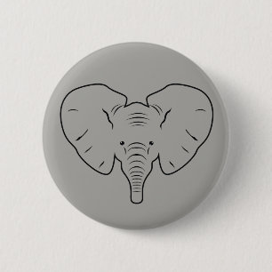 Olifantengezicht silhouet ronde button 5,7 cm