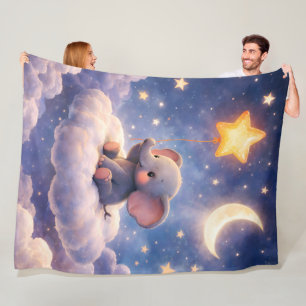 olifantenhart grote blanco fleece deken