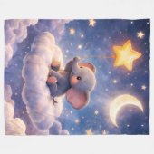 olifantenhart grote blanco fleece deken (Voorkant (Horizontaal))