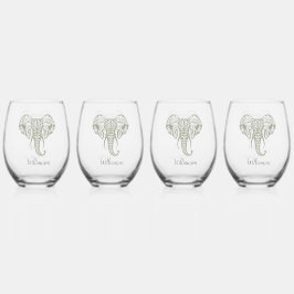 Olifantenhoofd Olijfgroen Personaliseren Wijnglas Zonder Voet