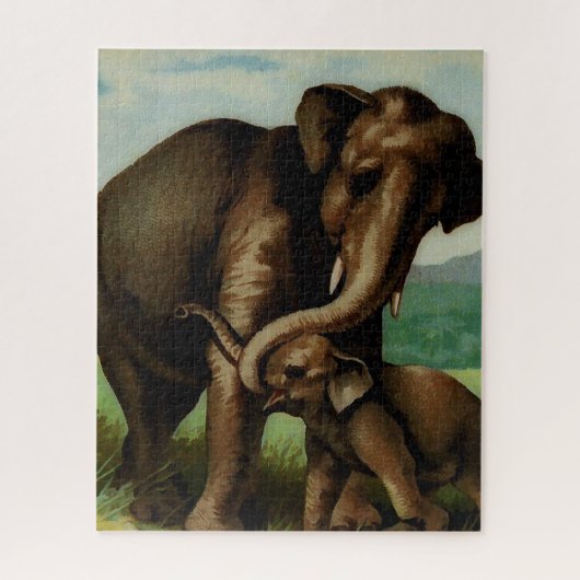 olifantenkoe met haar kalf puzzel legpuzzel (Verticaal)