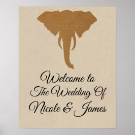 Olifantenkop Natuurlijke Rustieke Safari Chic Bann Poster