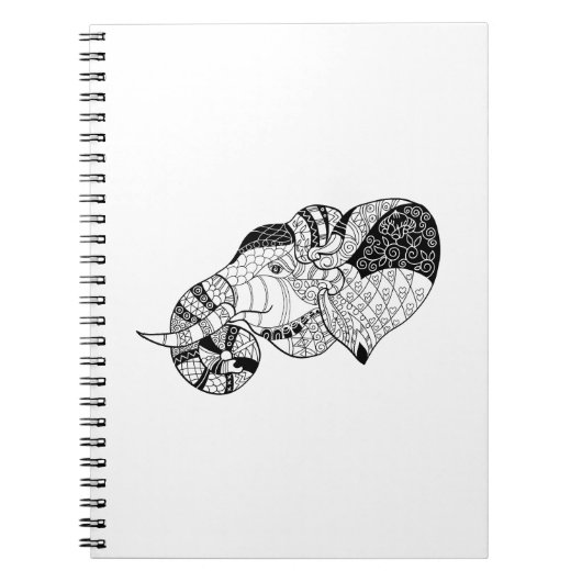 Olifantenkop Zenstyle Doodle Notitieboek (Voorkant)