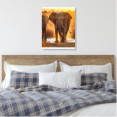 Olifantenkudde bij drinkplaats canvas afdruk (Insitu (Slaapkamer))