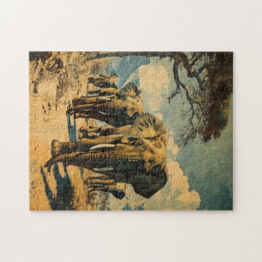 Olifantenkudde  legpuzzel (Horizontaal)