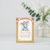 Olifantenluier Raffle Douche Roze Bloemen Glitter Informatiekaartje (Staand voorkant)