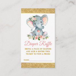 Olifantenluier Raffle Roze Baby shower Glitter Informatiekaartje