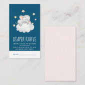 olifantenmeisje | Navy Baby shower Luier Raffle Informatiekaartje (Voorkant / Achterkant)
