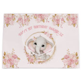 Olifantenmeisje Roze 1e verjaardag Grote geschenkt Groot Cadeauzakje (Voorkant)