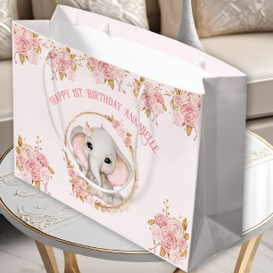 Olifantenmeisje Roze 1e verjaardag Grote geschenkt Groot Cadeauzakje