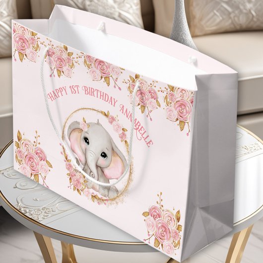 Olifantenmeisje Roze 1e verjaardag Grote geschenkt Groot Cadeauzakje