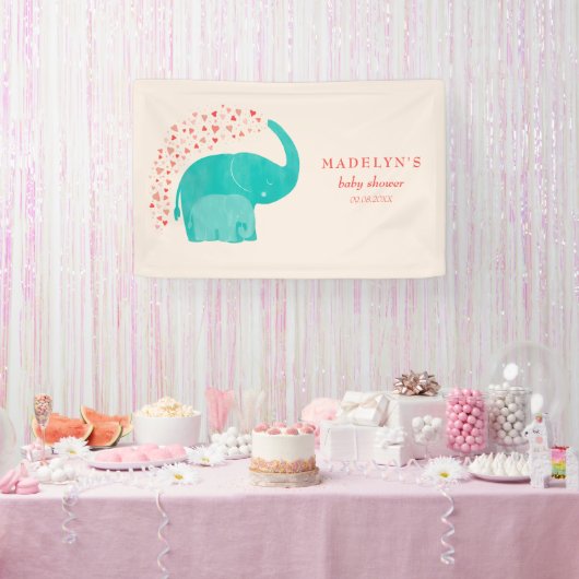 Olifantenmoeder en kalf Baby shower Decor Spandoek (Feest)