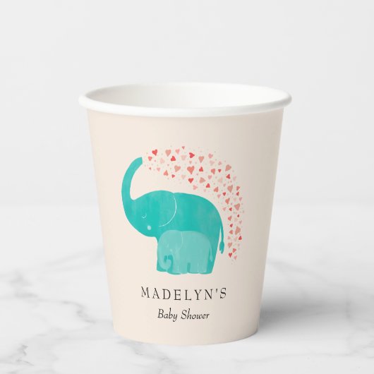 Olifantenmoeder en kalf Baby shower Papieren Bekers (Voorkant)
