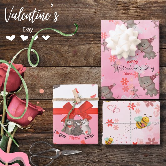 Olifantenmuis, katten, bijenroze inpakpapier vel