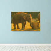 Olifantenpaar in heiligdom setting canvas afdruk (Insitu (Houten vloer))