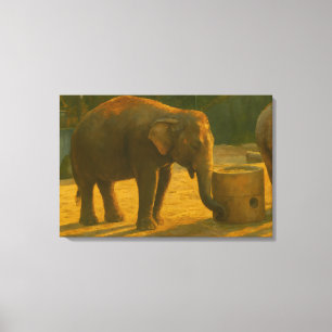 Olifantenpaar in heiligdom setting canvas afdruk