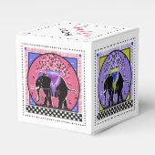 Olifantenparade in geel, aqua, roze en lavendel bedankdoosjes (Voorkant Zijde)