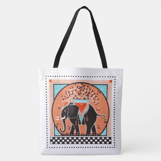 Olifantenparade in het Sinaasappel Tote Bag (Voorkant)