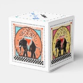 Olifantenparade in Sinaasappel, geel, blauw en roz Bedankdoosjes (Achterkant)