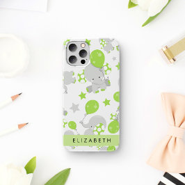 Olifantenpatroon, Mooie Olifanten, Uw Naam iPhone 16 Hoesje