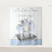 Olifantenprins Baby Shower Banner Achtergrond Wandkleed (Voorkant)