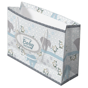 Olifantensafari Blauw Baby Shower Groot Cadeauzakje