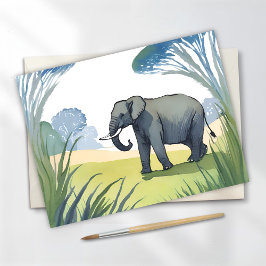 Olifantensafari | Mooie natuur aquarel Briefkaart
