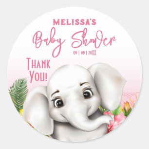 Olifantensafari Tropisch Jungle Baby Shower Ronde Sticker