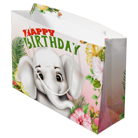 Olifantensafari-verjaardag Groot Cadeauzakje (Achterkant Gekanteld)